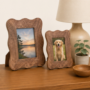 Wholesale Scalloped Wooden <b>Frame</b> Custom Irregular Wavy Edge <b>Picture</b> <b>Frame</b> Handcrafted Solid <b>Wood</b> Tabletop Photo <b>Frame</b> for Home - Product Image 4