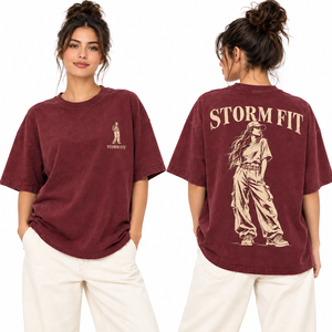 Camiseta Oversize Azul para Mujer Storm Fit, Cuello Redondo, Manga Corta, Corte Holgado, 100% Algodón Jersey, Lavado Ácido, Estilo Urbano - Product Image 2