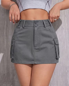 Ribbed Knit Mini Skirt for Women High Waist Casual Stretch Skater Skirt Washable Anti Pilling Spring Fall - Product Image 1