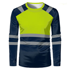 Chemise de sécurité haute visibilité à manches longues pour hommes, bicolore, réfléchissante, pour le travail, la construction, la sécurité, col rond, uniforme de protection - Product Image 4