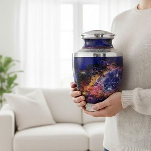 Urna Conmemorativa de Metal Azul Moderna de Primera Calidad, Personalizada, al por Mayor, para Cenizas Humanas de Hombre o Mujer Adulto - Product Image 2