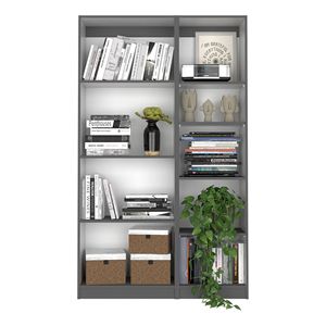 Set di 2 Librerie per Soggiorno, Mobile Contenitore Largo 107 cm con 9 Ripiani, Grigio Opaco/Bianco - Product Image 2