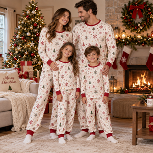 <b>Family</b> Christmas <b>Matching</b> Pyjamas Homewear Set Long Pants Sleepwear Front Logo Customizable Cotton High Quality - Product Image 3