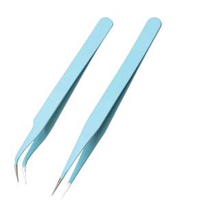 Kit de pinces à cils professionnelles UBI, 2 pièces, en acier inoxydable, pointe pointue, durables, extensions de cils, bricolage, artisanat, nail art, manucure - Product Image 1