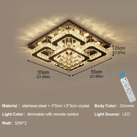 Plafonnier LED carré de luxe, luminaire de plafond en cristal pour hall d'hôtel, éclairage pour projets de construction