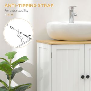 Mobile lavabo da bagno bianco a 2 porte 23.5X11.75X24 salvaspazio mobili - Product Image 6