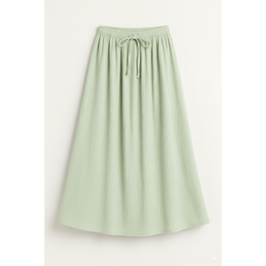 Stylish Women's Ribbed Knit Midi <b>Skirt</b> with <b>Elastic</b> Drawstring <b>Waist</b> Breathable Fabric, Casual Daily Wear <b>Skirt</b> Manufacturer - Product Image 1