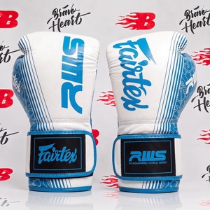 Gants de boxe blancs et gris en cuir, à doigts entiers, fermeture auto-agrippante, équipement d'entraînement professionnel avec rembourrage doux, Fairtex authentique - Product Image 5
