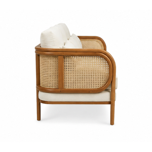 Sofá Moderno de 3 Plazas de Madera de Teca Sólida con Mimbre Tejido para Exteriores, Patio, Jardín, Hotel, Resort - Product Image 4
