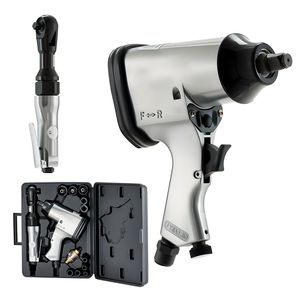 Kit di Accessori Professionali per Utensili Pneumatici da 19 Pezzi con Avvitatore Pneumatico da 1/2'' e Chiave a Cricchetto da 3/8'' con 10 Inserti in Acciaio CR-V - Product Image 1