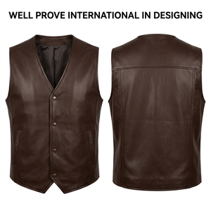 Premium Heavy Weight 900 GSM Genuine Leather <b>Vest</b> White Biker Panelled Custom Embossed Front/Back Logo Breathable Windproof - Product Image 5