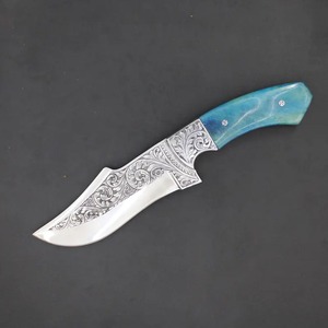Cuchillo de Hoja Fija de Acero D2 Personalizado, Grabado a Mano, Punta Caída, para Supervivencia al Aire Libre, Caza y Desollado, con Funda - Product Image 2