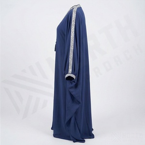 Nuevo Conjunto de Abaya y Hiyab de Color Personalizado, Tela de Alta Calidad, Vestido para Eid con Pedrería, Mangas Murciélago, Moda Modesta y Elegante - Product Image 3