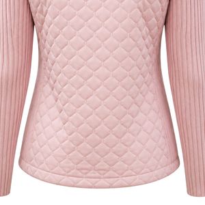 Pink AKA Quilted Sweater <b>Jacket</b> Women <b>Zip</b> <b>Up</b> Knit Outerwear Casual Fashion Cardigan Warm Layered Top Stylish Apparel - Product Image 3