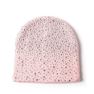 Unisex Beanie Hat With Rhinestone Decoration Gray Solid Color <b>Winter</b> <b>Cap</b> Casual Style 56-58CM Head Circumference - Product Image 1