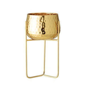 Macetero de Metal Cromado de Lujo con Acabado Martillado, Elegante Soporte de Hierro para Macetas, Decoración de Jardín Interior - Product Image 5