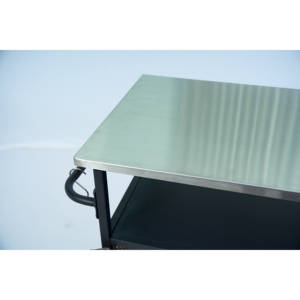 Outdoor PE Rattan Wicker Bar Cart <b>Cabinet</b> Double Doors Glass Top & <b>Wheels</b> for Patio Furniture - Product Image 5