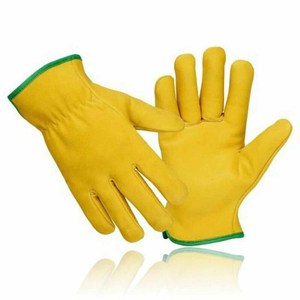 Premium Quality Yellow Cowhide Grain Leather <b>Driver</b> Work <b>Gloves</b> Fleece Lined Soft & Comfortable Lorry Truck Driving <b>Glove</b> - Product Image 2