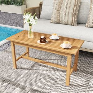 Tavolino da caffè da patio rettangolare da 36 pollici con piano a doghe per esterni - Product Image 6