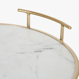 Round Marble Serving Tray with Gold Metal <b>Frame</b> Modern Luxury Design Durable Decorative Dishware At <b>Cheap</b> Price - Product Image 5