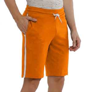 Shorts Bermuda en coton uni pour homme avec bande latérale et cordon de serrage à la taille, tenue décontractée - Product Image 2