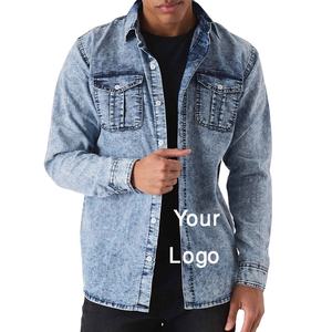 Camisa de mezclilla de manga larga con estampado para hombre, diseños modernos, camisas de mezclilla a la moda para hombre - Product Image 1