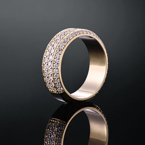 Bague Éternité AMBER JEWELS Plaqué Or 18K Diamant Certifié IGI Sertissage Pavé Pierre Naturelle Bijoux Glamour Mariage Unisexe - Product Image 2