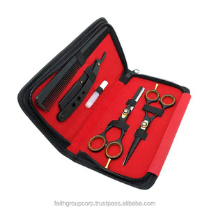 Kit de Barbería con Tijeras y Navajas Negras, Kit de Salón de Belleza, Tijeras de Peluquería para Adelgazar el Cabello para Adultos, Precio al por Mayor - Product Image 1