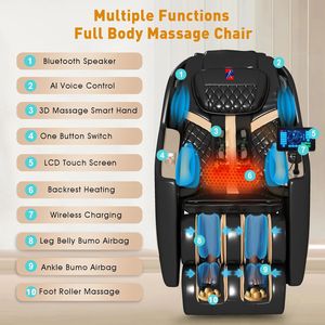 Silla de Masaje Shiatsu Plegable Moderna 4D de Gravedad Cero con Rodillos, Presión de Aire y Función de Elevación para Todo el Cuerpo, Función Musical - Product Image 5