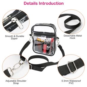 Sac à bandoulière transparent pour femme, approuvé pour les stades, petit sac à main transparent avec fermeture éclair, sac de poitrine transparent - Product Image 4