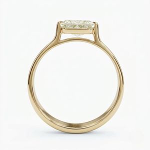 Bague de fiançailles en diamant de laboratoire taille radiant East West de 1,00 carat certifié IGI, en or jaune massif 14 carats, avec demi-sertissage solitaire - Product Image 2