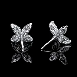 14K White Gold 3.20 Ct Lab Grown Marquise Diamond <b>Earring</b> push <b>back</b> - Product Image 5