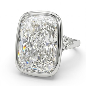 Platinum Cushion Cut Lab Grown Diamond IGI Certified Bezel Setting Women's Engagement Ring Wedding Anniversary Classic Fine - Product Image 2