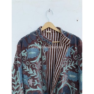 Indian Suzani <b>Velvet</b> <b>Jacket</b> Handmade Floral Embroidery <b>Jacket</b> Boho Hippie <b>Jacket</b> Inside Cotton Iining <b>Jacket</b> <b>Women's</b> <b>Jacket</b> - Product Image 4