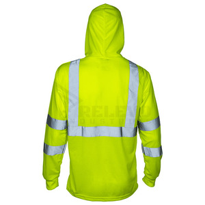 Camiseta de Trabajo de Alta Visibilidad Unisex para Construcción, con Capucha, Manga Larga, Transpirable, Reflectante, con Parches a Rayas - Product Image 2