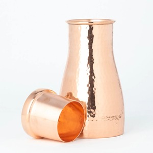 Copper Water <b>Bottle</b> With Lids Hammered Design Minimalist Style Eco-Friendly Home Drinkware - Product Image 4