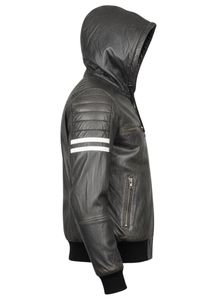 Conjunto Deportivo de Piel Sintética con Capucha para Hombre, Chaqueta de Moto con Cierre Completo y Pantalones Deportivos Acolchados, Conjunto de Dos Piezas - Product Image 4