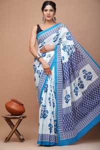 Sari en coton Mulmul de qualité supérieure, imprimé à la main, vente en gros, vêtements ethniques indiens, fabricant et fournisseur en gros - Product Image 2