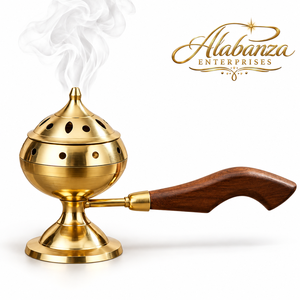 เตาเผาบัคฮูร์ทองเหลืองหรูหราจาก ALABANZA ENTERPRISES พร้อมด้ามจับไม้ เป็นมิตรกับสิ่งแวดล้อม กลิ่นหอมแบบอินเดีย เหมาะสำหรับใช้ในบ้านและโรงแรม - Product Image 3