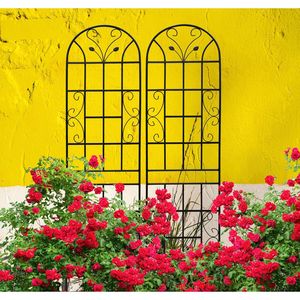 Set di 2 tralicci da giardino in metallo nero da 220 cm x 50 cm, antiruggine, per piante rampicanti, recinzioni e cancelli - Product Image 4