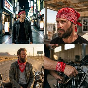 Bandana multifonctionnel pas cher, bandana carré en soie coloré personnalisé, bandana sport classique imprimé, bandana en coton rouge avec logo personnalisé - Product Image 5
