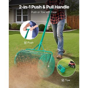 Épandeur de tourbe et de compost de jardin large de 24 pouces avec poignée de poussée/attelage, 4 hauteurs réglables, en acier thermolaqué, pour engrais - Product Image 1
