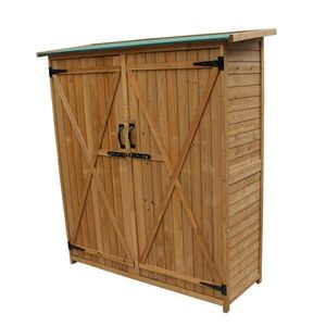 Casetta da Giardino in Legno di Abete dal Design Moderno, Trattata a Pressione, Facile da Montare e Impermeabile, Colore Legno e Verde - Product Image 6
