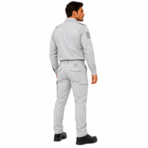 Conjunto de Uniforme de Guardia de Seguridad para Hombre, Camisa de Manga Larga, Pantalones Cargo, Gris Sólido, Ropa de Trabajo Profesional, Uniforme para Todas las Temporadas - Product Image 6