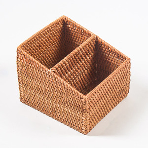 Handmade rattan cutlery holder utensil holders flatware storage basket great quality silverware <b>caddy</b> - Product Image 4