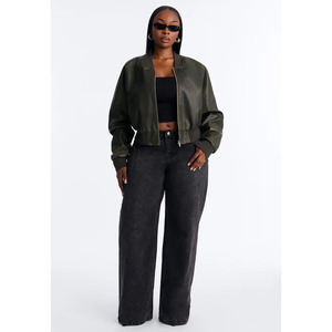 Blouson Bomber Femme Haut de Gamme en PU, Style Court, Col Ruban, Tendance Urbaine, Col Rabattu, Mode pour Femmes - Product Image 2