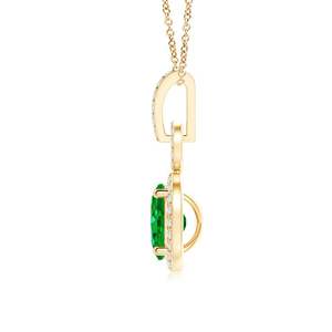 14k <b>Gold</b> Natural 7*5MM 0.66Ctw Oval Cut Green Emerald Gemstone Drop <b>Pendant</b> With 0.17Ct Diamond Halo Pave Diamond Luxury <b>Pendant</b> - Product Image 6