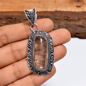จี้หินควอตซ์รูไทล์สีทอง งานแฮนด์เมด เงินแท้ 925 สไตล์โบฮีเมียน ของขวัญสำหรับผู้หญิง - Product Image 4