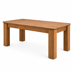 Mesa de Comedor Moderna Nórdica de Madera de Teca Sólida, Rectangular, Hecha a Mano, con Patas de Bloque Grueso, para Hogar o Restaurante - Product Image 2