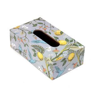 Printed <b>Tissue</b> Box Floral Bird Lemon Pattern Paper Napkin Holder Decorative Tabletop Case for Home <b>Wedding</b> Gift - Product Image 1